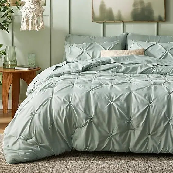 7 Piece King Size Pintuck Comforter Set Ultra Soft All Season Bedding