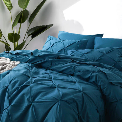 7 Piece King Size Pintuck Comforter Set Ultra Soft All Season Bedding