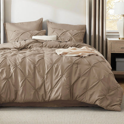 7 Piece King Size Pintuck Comforter Set Ultra Soft All Season Bedding