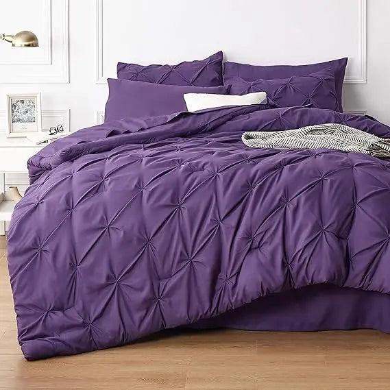 7 Piece King Size Pintuck Comforter Set Ultra Soft All Season Bedding