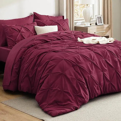 7 Piece King Size Pintuck Comforter Set Ultra Soft All Season Bedding
