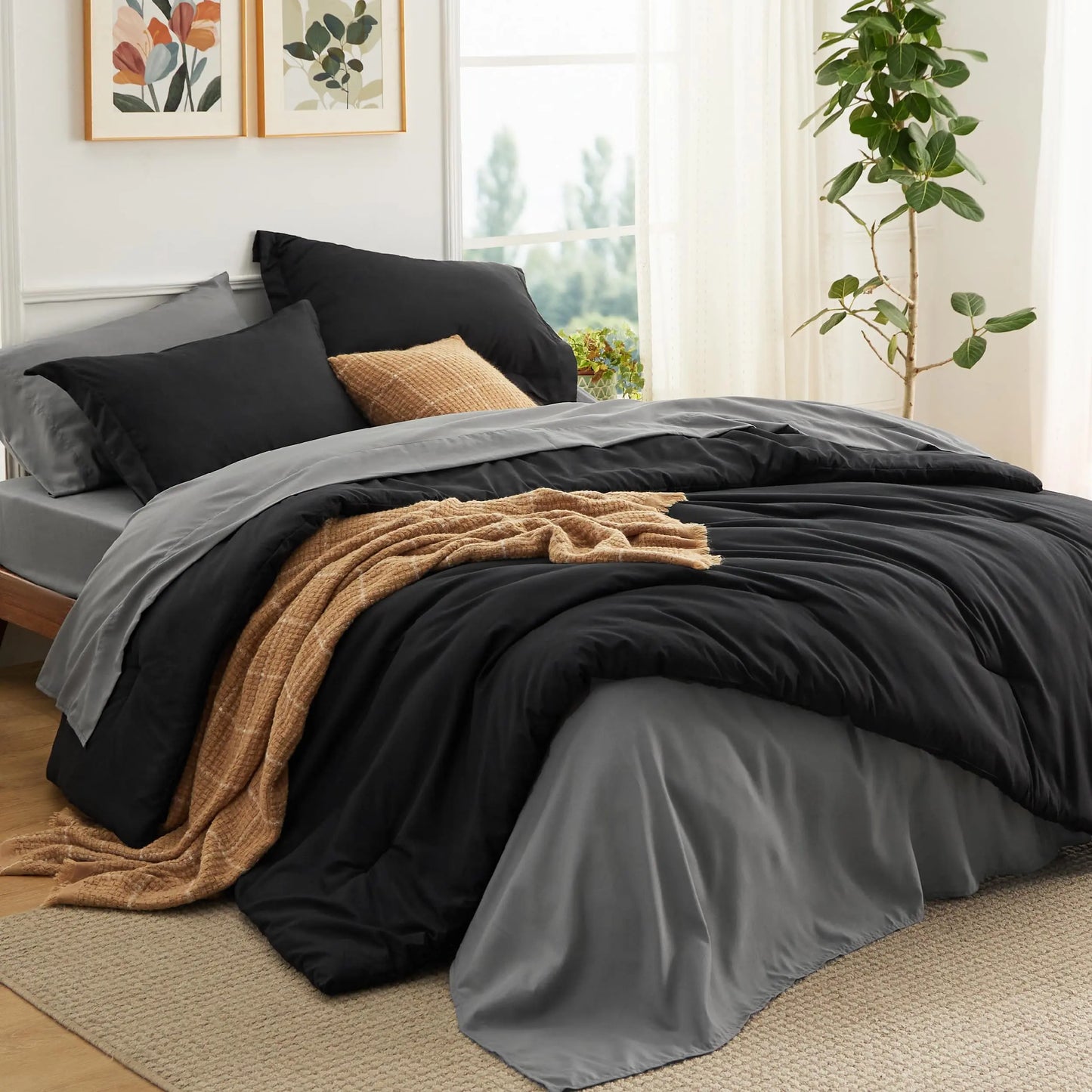 7 Piece King Size Pintuck Comforter Set Ultra Soft All Season Bedding