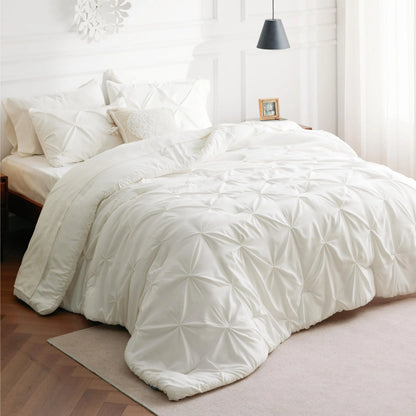7 Piece King Size Pintuck Comforter Set Ultra Soft All Season Bedding