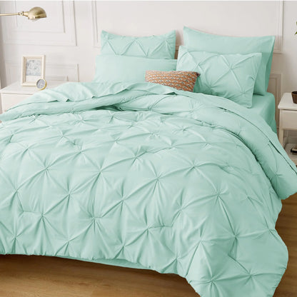 7 Piece King Size Pintuck Comforter Set Ultra Soft All Season Bedding