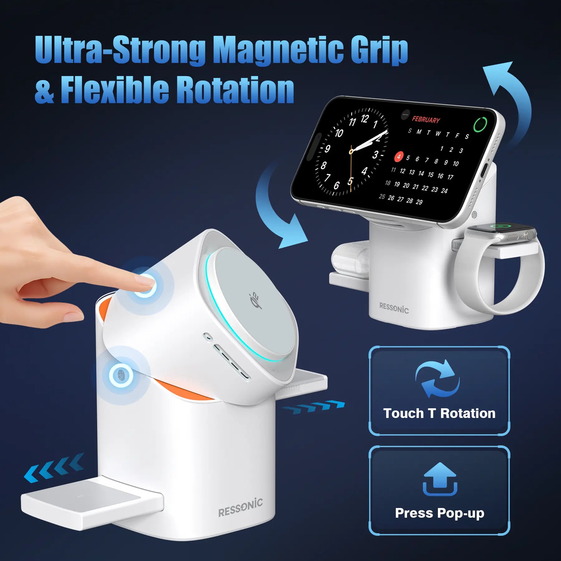 3-in-1 Magnetic Wireless Charging Station for Phone Watch & Earbuds
