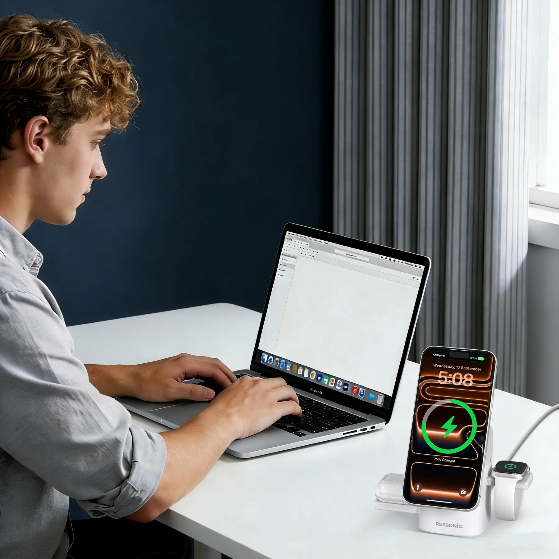 3-in-1 Magnetic Wireless Charging Station for Phone Watch & Earbuds