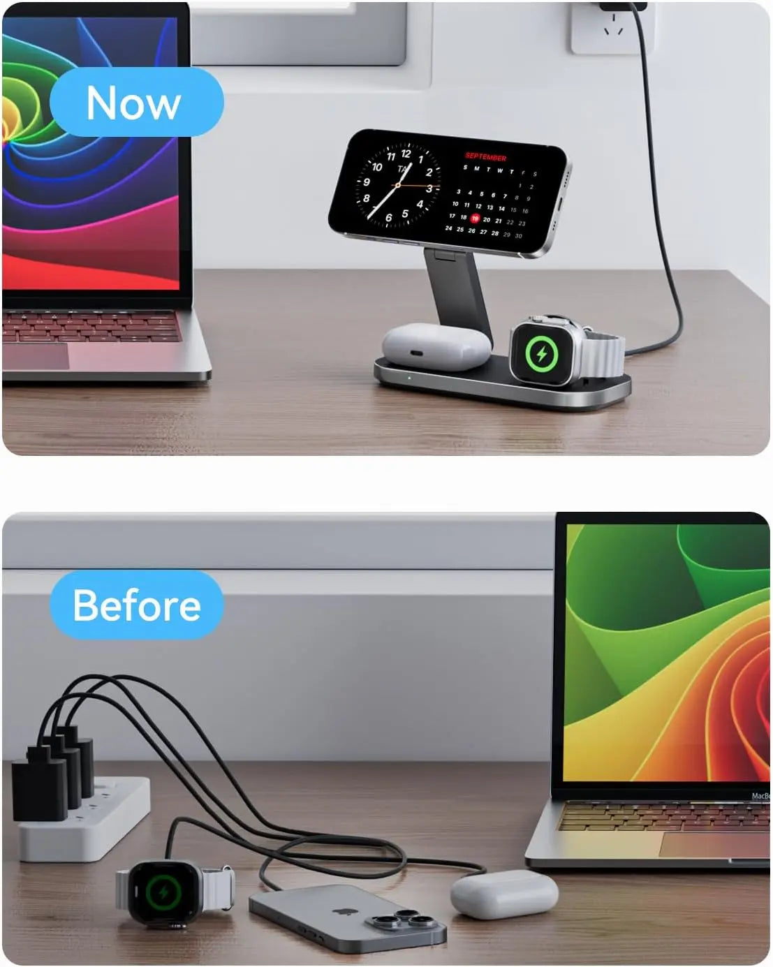Foldable 3 In 1 Magnetic Wireless Charger with Fast Charging Stand