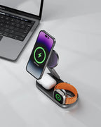 Foldable 3 In 1 Magnetic Wireless Charger with Fast Charging Stand