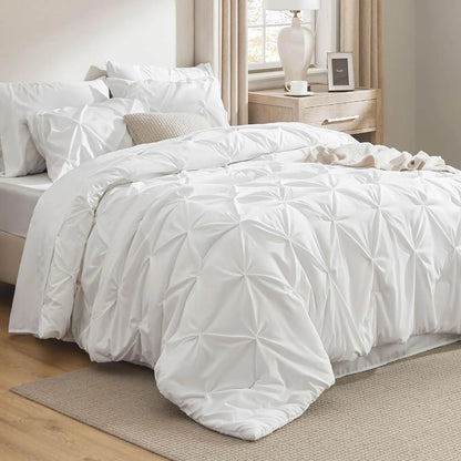 7 Piece King Size Pintuck Comforter Set Ultra Soft All Season Bedding