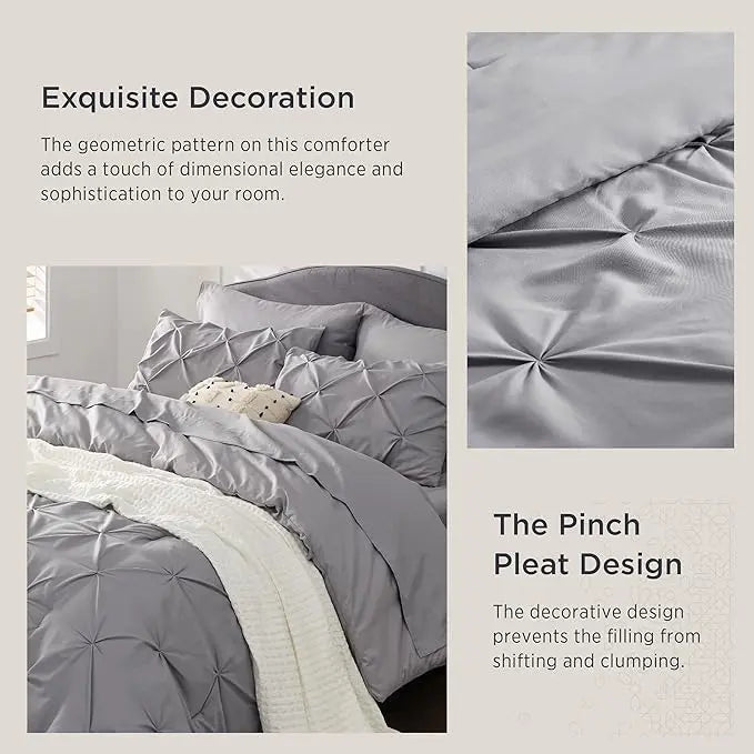 7 Piece King Size Pintuck Comforter Set Ultra Soft All Season Bedding