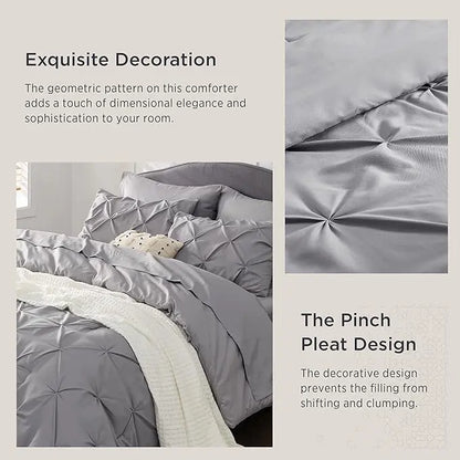 7 Piece King Size Pintuck Comforter Set Ultra Soft All Season Bedding