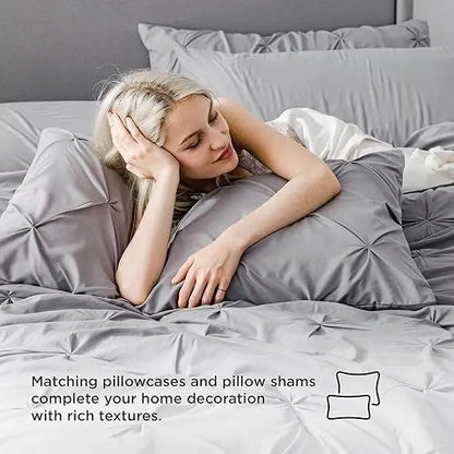 7 Piece King Size Pintuck Comforter Set Ultra Soft All Season Bedding