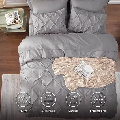 7 Piece King Size Pintuck Comforter Set Ultra Soft All Season Bedding