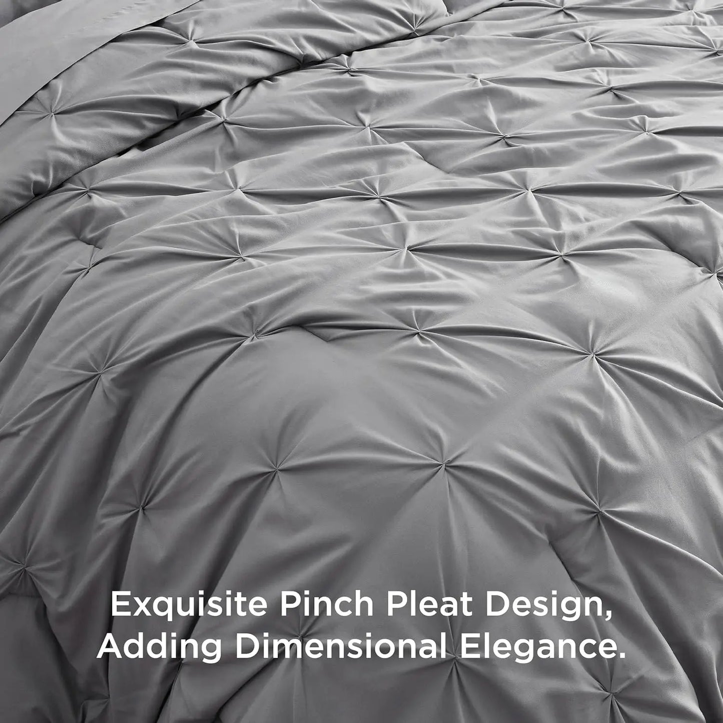 7 Piece King Size Pintuck Comforter Set Ultra Soft All Season Bedding