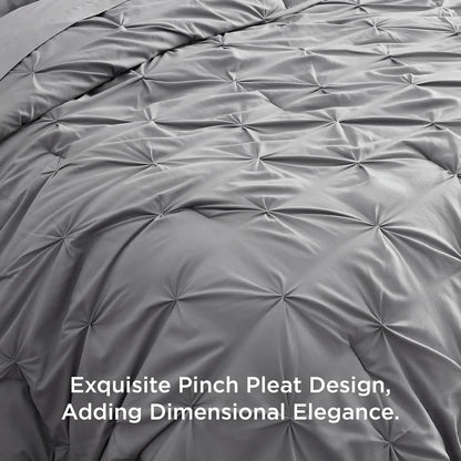 7 Piece King Size Pintuck Comforter Set Ultra Soft All Season Bedding