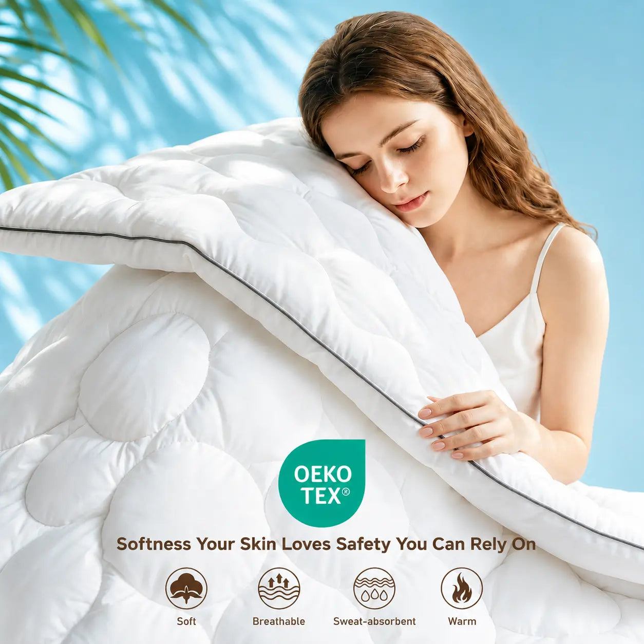 Cooling Mattress Topper Memory Foam Pillow Top for Back Pain Relief
