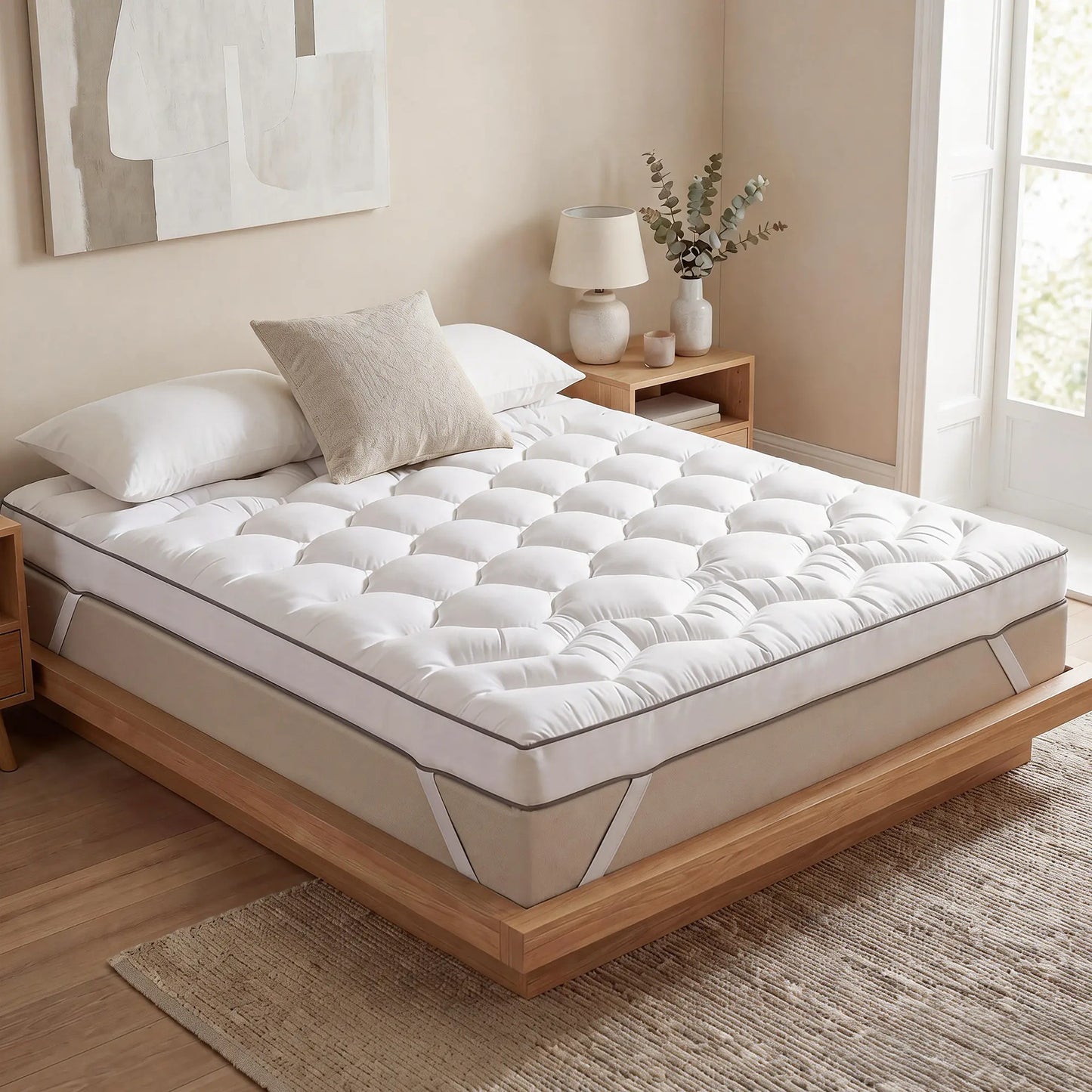 Cooling Mattress Topper Memory Foam Pillow Top for Back Pain Relief