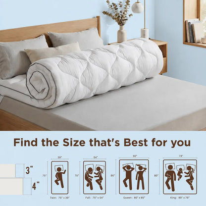 Cooling Mattress Topper Memory Foam Pillow Top for Back Pain Relief