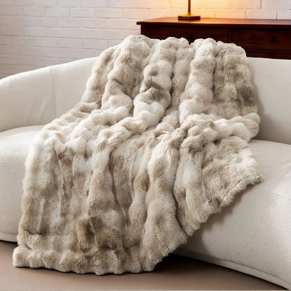 Weighted Faux Rabbit Fur Blanket Soft Fluffy Sherpa Fleece Warm Throw Blanket