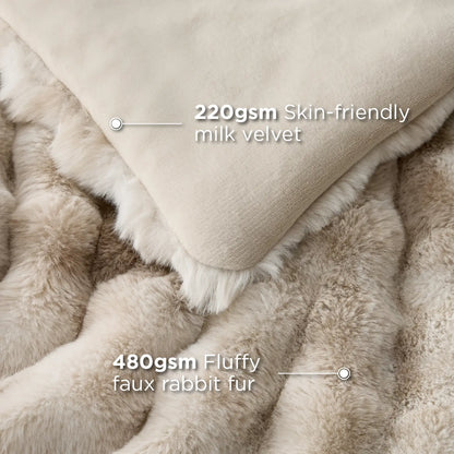 Weighted Faux Rabbit Fur Blanket Soft Fluffy Sherpa Fleece Warm Throw Blanket