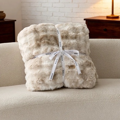 Weighted Faux Rabbit Fur Blanket Soft Fluffy Sherpa Fleece Warm Throw Blanket