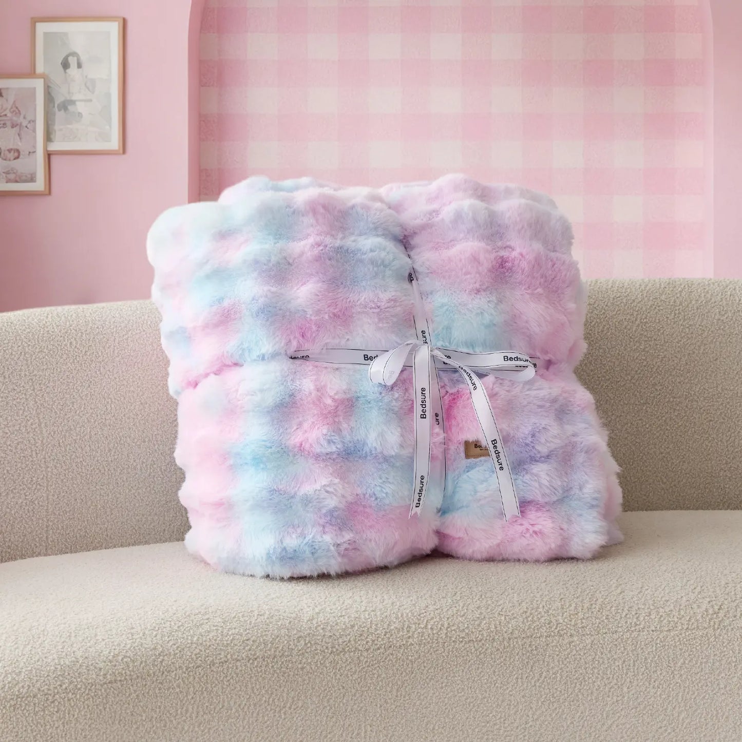 Weighted Faux Rabbit Fur Blanket Soft Fluffy Sherpa Fleece Warm Throw Blanket