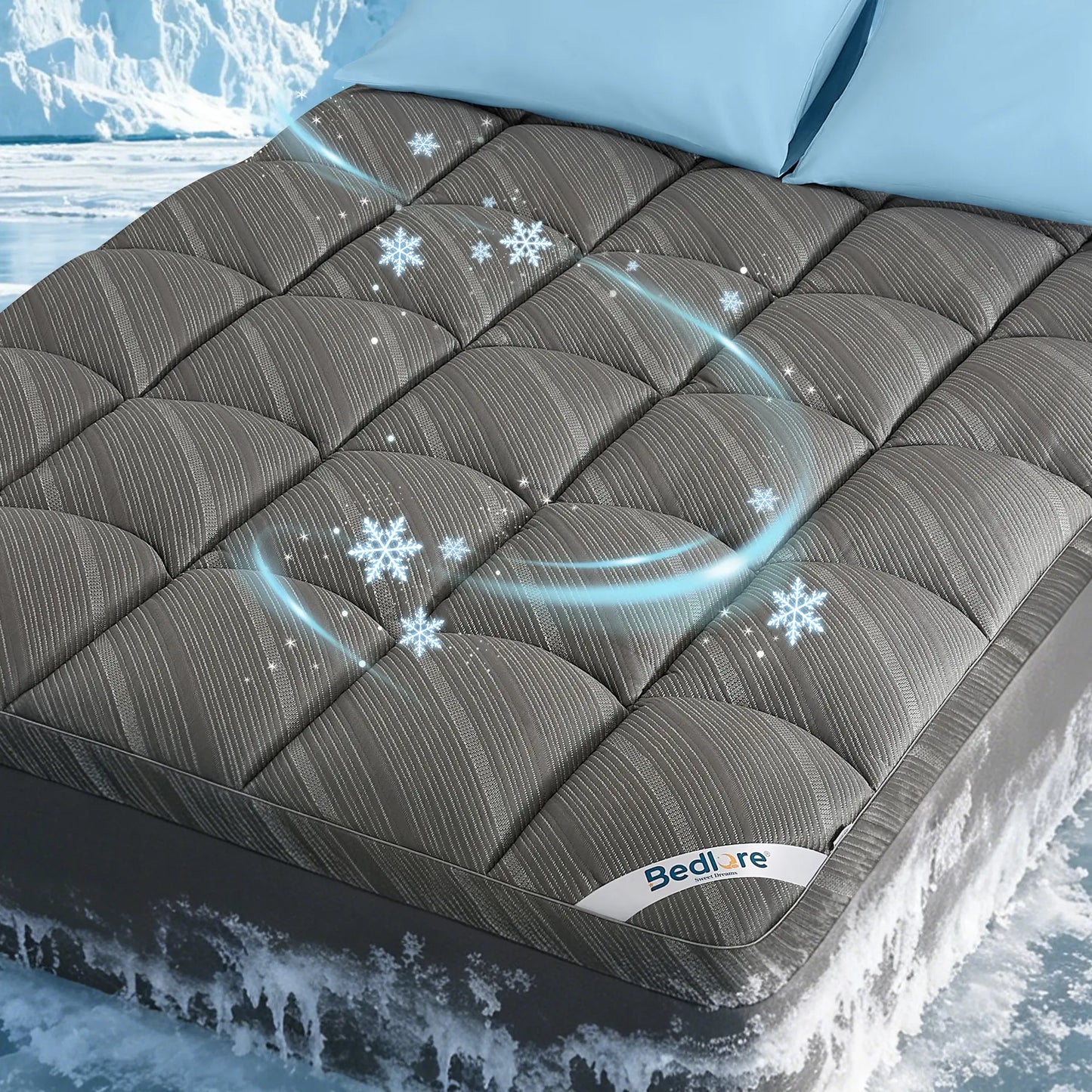 Cooling Silver Infused Mattress Topper Waterproof Breathable Mattress Pad