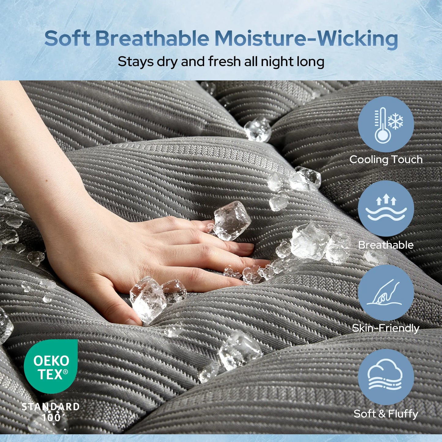 Cooling Silver Infused Mattress Topper Waterproof Breathable Mattress Pad