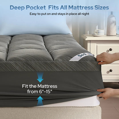 Cooling Silver Infused Mattress Topper Waterproof Breathable Mattress Pad
