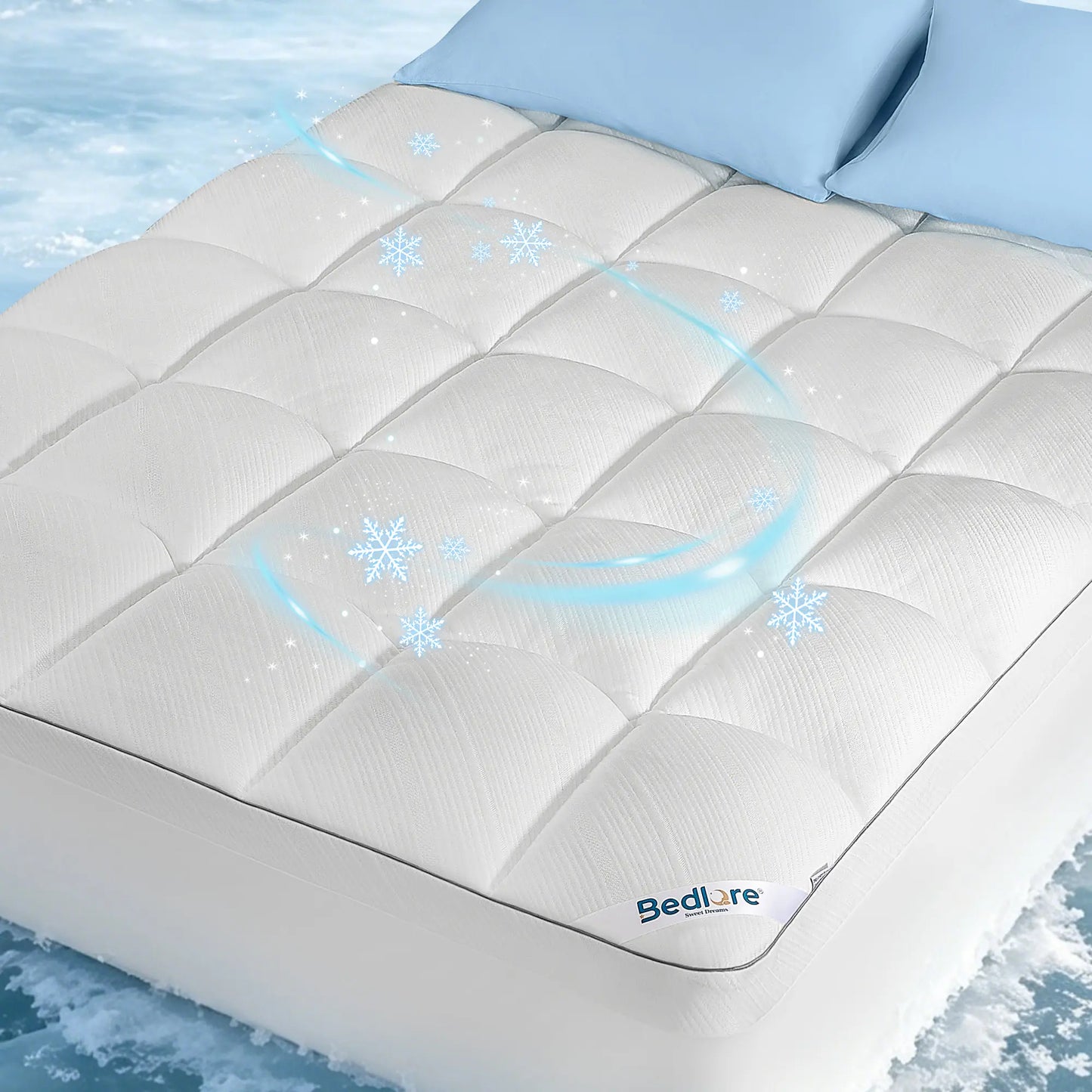 Cooling Silver Infused Mattress Topper Waterproof Breathable Mattress Pad