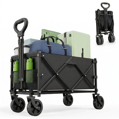 Collapsible Wagon Cart with Tailgate | Heavy Duty 350lbs Folding Utility Wagon