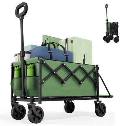 Collapsible Wagon Cart with Tailgate | Heavy Duty 350lbs Folding Utility Wagon