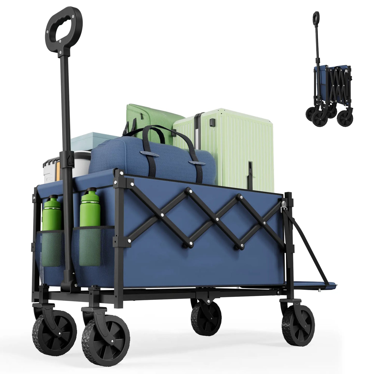 Collapsible Wagon Cart with Tailgate | Heavy Duty 350lbs Folding Utility Wagon