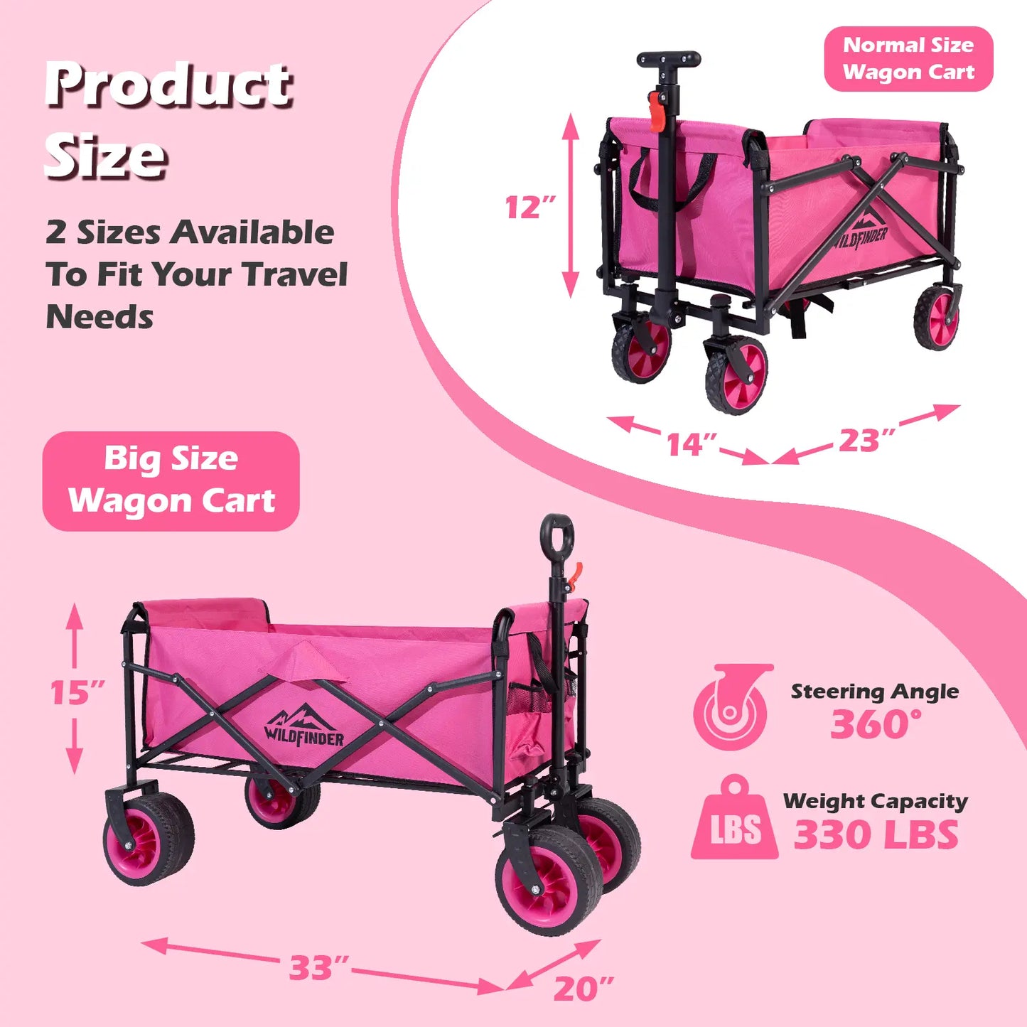 330lbs Heavy Duty Folding Wagon Cart Lightweight Utility Wagon with Wheels