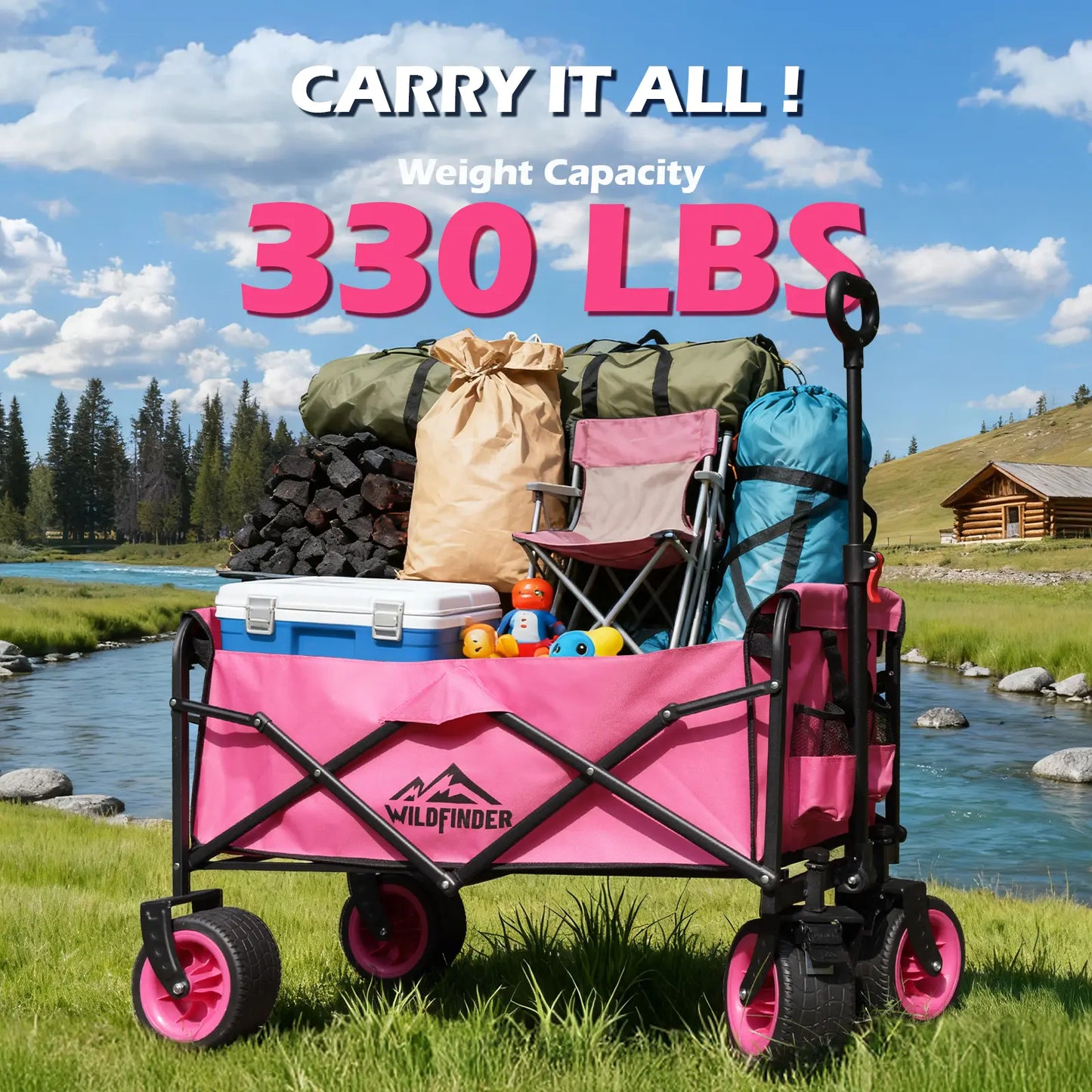 330lbs Heavy Duty Folding Wagon Cart Lightweight Utility Wagon with Wheels
