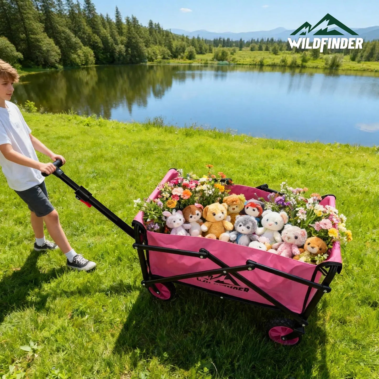 330lbs Heavy Duty Folding Wagon Cart Lightweight Utility Wagon with Wheels