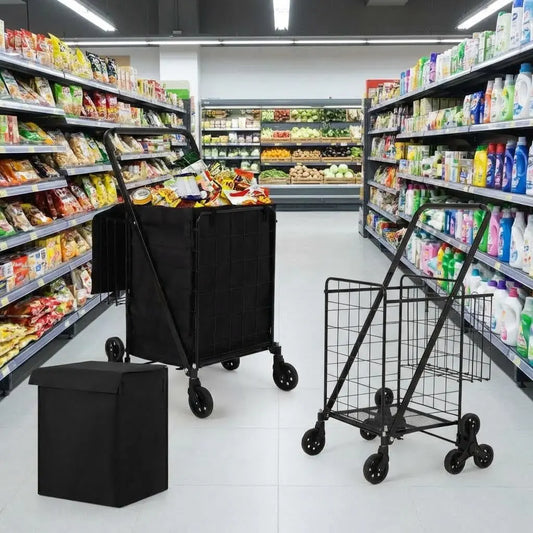 Heavy Duty Stair Climbing Utility Cart with 360° Tri Wheels Folding Shopping Cart