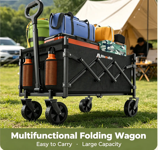 Heavy Duty Folding Utility Wagon Cart 220lbs Portable Shopping Trolley with Wheels