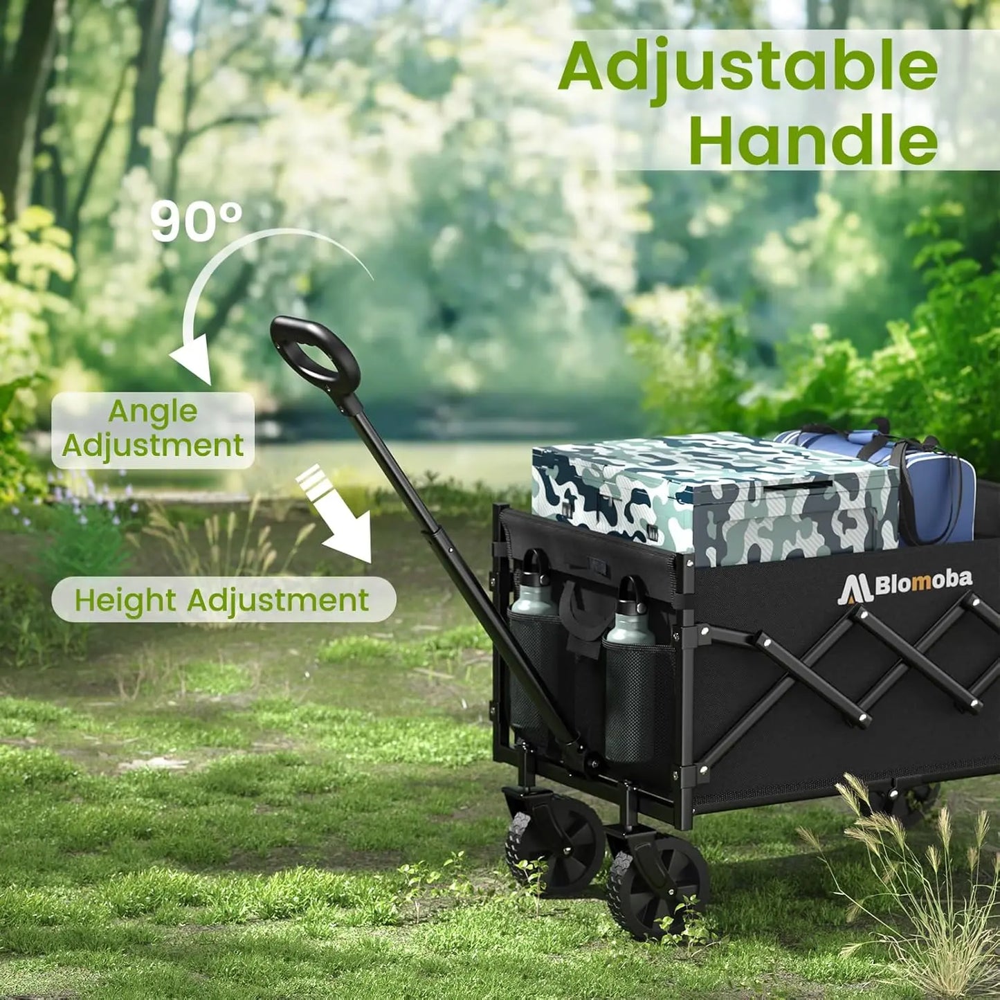 Heavy Duty Folding Utility Wagon Cart 220lbs Portable Shopping Trolley with Wheels
